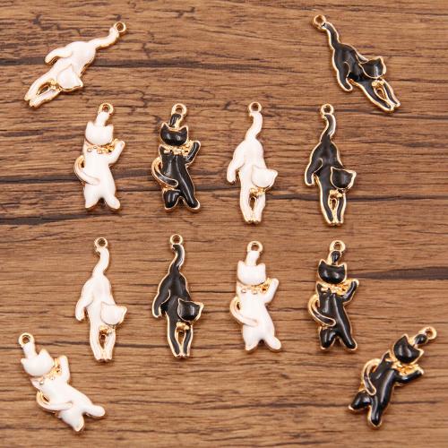 Zinc Alloy Animal Pendants Cat plated DIY & enamel nickel lead & cadmium free Approx Sold By Bag