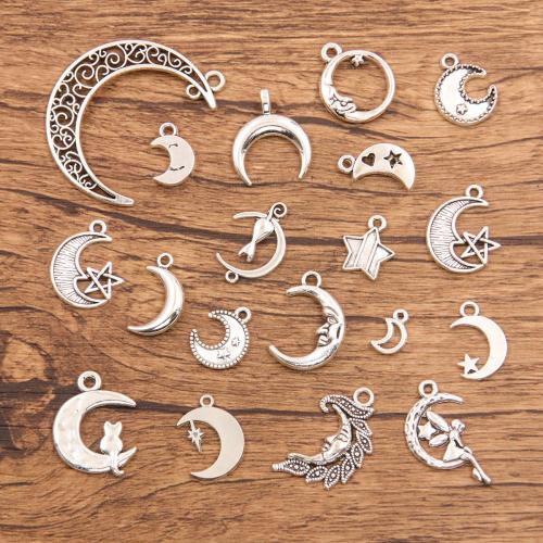 Zinc alliage Moon pendentifs, alliage de zinc, lune, Plaqué de couleur d'argent, DIY & normes différentes pour le choix, plus de couleurs à choisir, protéger l'environnement, sans nickel, plomb et cadmium, Environ 100PC/sac, Vendu par sac