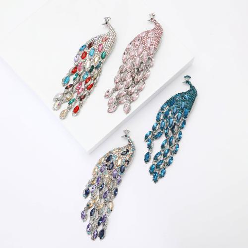 Zinc Alloy Brooches Peacock plated fashion jewelry & with rhinestone nickel lead & cadmium free Sold By PC