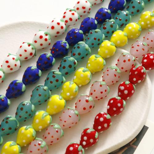 Handgemaakte Lampwork Beads, Aardbei, DIY, meer kleuren voor de keuze, 16x14mm, 100pC's/Bag, Verkocht door Bag