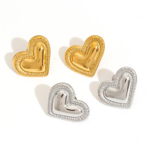 Stainless Steel Stud Earrings 304 Stainless Steel Heart plated fashion jewelry Sold By Pair