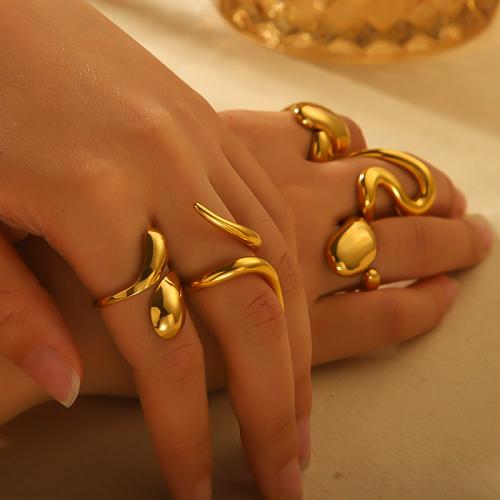 Stainless Steel Finger Ring 304 Stainless Steel gold color plated fashion jewelry golden Sold By Pair