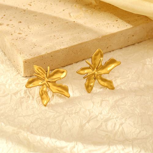 Roestvrij staal Stud Earrings, 304 roestvrij staal, Maple Leaf, plated, mode sieraden, meer kleuren voor de keuze, 27.30x29mm, Verkocht door pair