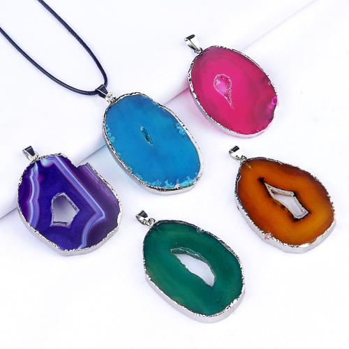 Gemstone Pendants Jewelry Natural Stone with Iron DIY Sold By PC