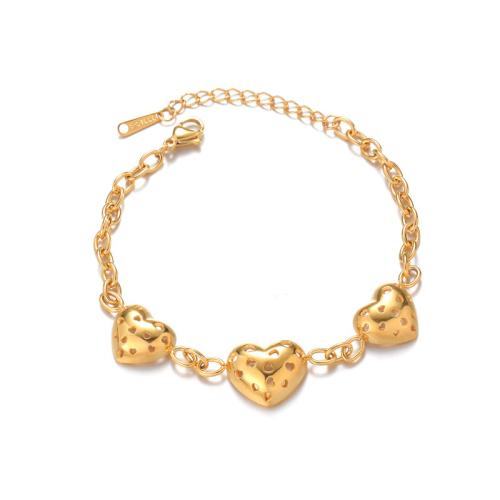 Stainless Steel Jewelry Bracelet 304 Stainless Steel Heart plated for woman gold Sold By PC