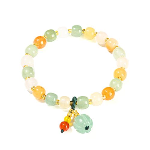 jade Pulsera, Calabaza, hecho a mano, Vintage & para mujer, beads length 7-8mm, longitud aproximado 6-7 Inch, Vendido por UD