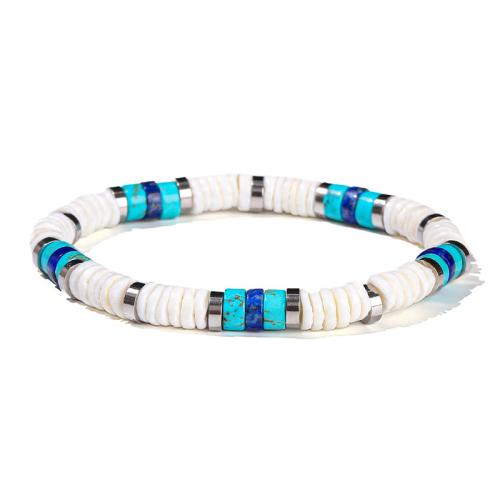 White Shell Bracelet with 304 Stainless Steel handmade & Unisex beads size Length Approx 6-8 Inch Sold By PC