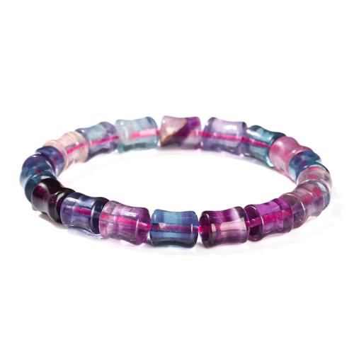 Fluorite colorée bracelet, bambou, fait à la main, bijoux de mode & pour femme, beads size 10x8mm, Longueur Environ 6-7 pouce, Vendu par PC