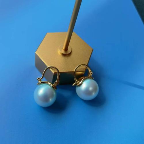 Prás Leverback Earring, le Pearl Plaisteacha, jewelry faisin & do bhean, bán, 25mm, Díolta De réir Péire