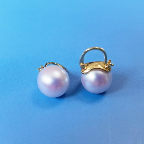 Messing Spring hoop oorbellen, met Plastic Pearl, mode sieraden & voor vrouw, gouden, 25mm, Verkocht door pair