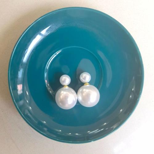 Earring Jewelry Plastic Pearl fashion jewelry & for woman white 25mm Sold By Pair