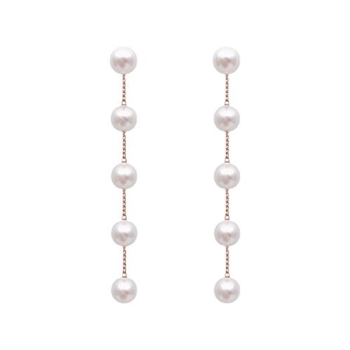 Zinc Alloy Drop Earrings Plastic Pearl with Zinc Alloy fashion jewelry & for woman white 88mm Sold By Pair