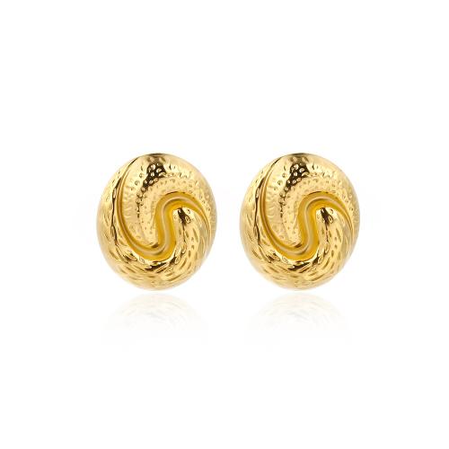 Roestvrij staal Stud Earrings, 304 roestvrij staal, 18K verguld, mode sieraden & voor vrouw, gouden, 26x22mm, Verkocht door pair