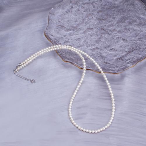 925 Sterling Silver Pearl Necklace Freshwater Pearl with 925 Sterling Silver fashion jewelry & for woman white Length Approx 45 cm Sold By PC