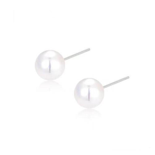 925 Sterling Silver Stud Earrings with Plastic Pearl fashion jewelry & for woman Sold By Pair