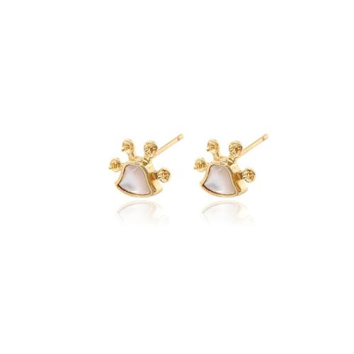 Brass Earring Stud Component with Shell DIY Sold By Pair