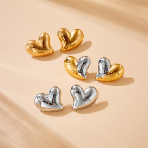 Stainless Steel Stud Earrings 304 Stainless Steel Heart fashion jewelry & for woman Sold By Pair