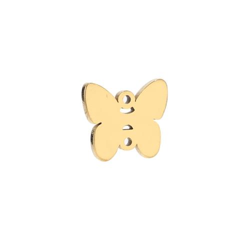 Rustfrit stål Animal Pendler, 304 rustfrit stål, Butterfly, du kan DIY, gylden, 14x12mm, Solgt af PC