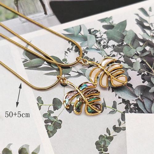 Stainless Steel Pendants 304 Stainless Steel with Shell Leaf Vacuum Ion Plating DIY Sold By PC