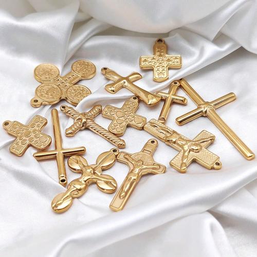 Stainless Steel Cross Pendants 304 Stainless Steel Vacuum Ion Plating DIY Sold By PC