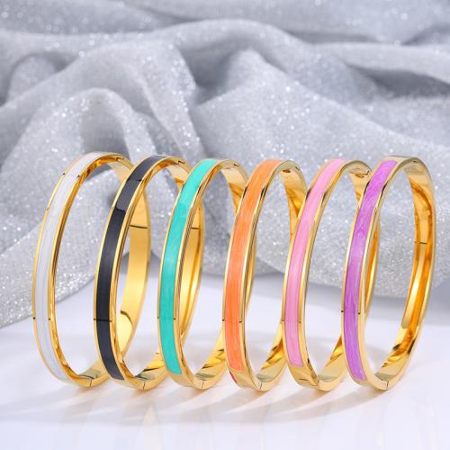 Titanium Steel Bracelet & Bangle Round plated for woman & enamel Sold By PC