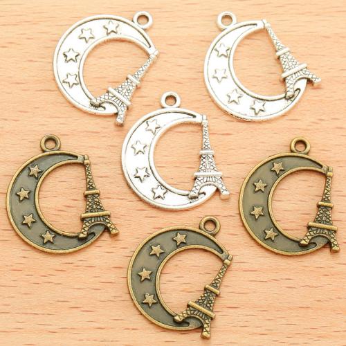 Zinc Alloy Moon Pendler, forgyldt, du kan DIY, flere farver til valg, 22x20mm, 100pc'er/Bag, Solgt af Bag