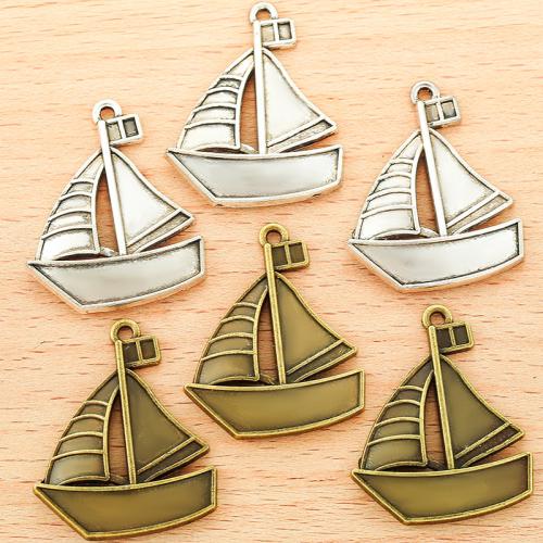 Véhicule en forme de pendentifs en alliage de Zinc, Bateau à voile, Placage, DIY, plus de couleurs à choisir, 31x25mm, 100PC/sac, Vendu par sac