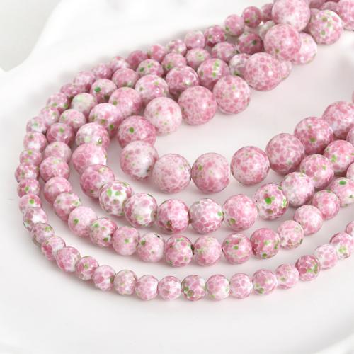 Handgemaakte Lampwork Beads, Ronde, DIY & verschillende grootte voor keus, roze, Verkocht door PC