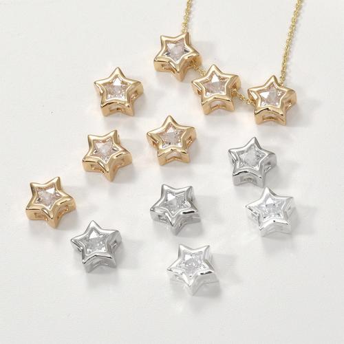 Kubik Zirkonium mikro bana Mässing Pärlor, Star, plated, DIY & micro bana cubic zirconia, fler färger för val, nickel, bly och kadmium gratis, 9x4.50mm, Säljs av PC