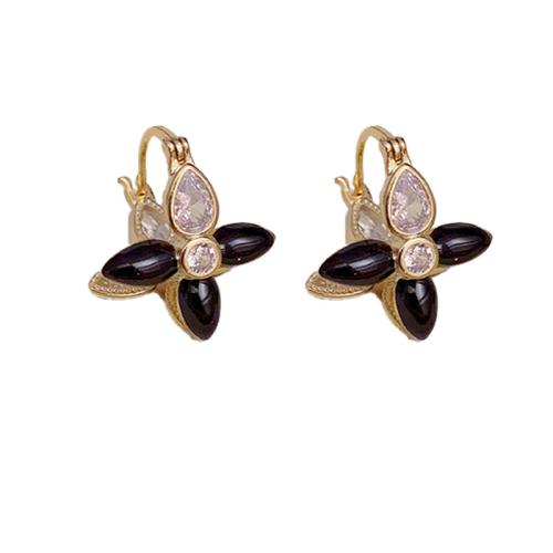 Brass Leverback Earring real gold plated for woman & enamel Sold By Pair