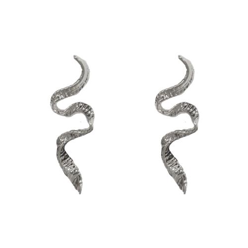 Messing Stud ørering, Snake, ægte forgyldt, for kvinde, flere farver til valg, 31x10mm, Solgt af par