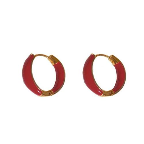 Laiton Leverback boucle d'oreille, Plaqué d'or, pour femme & émail, Or, 17x18mm, Vendu par paire