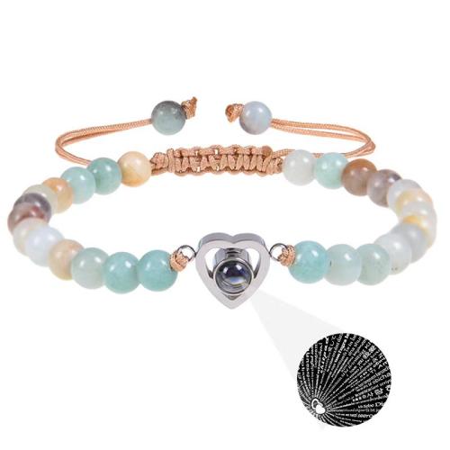 Titanium Steel Miniature Projection Bracelet with Polyester Cord & Gemstone plated & Unisex Length Approx 16 cm Sold By PC