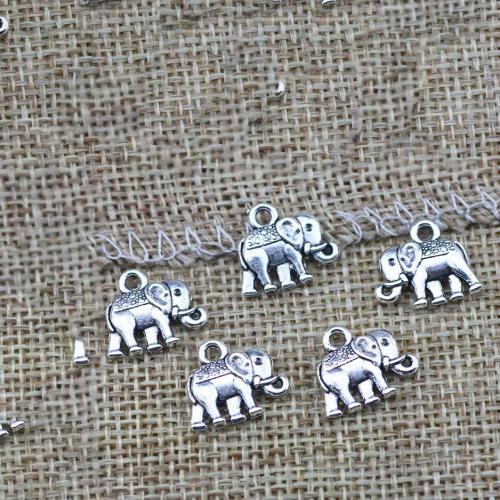 Cink ötvözet Animal Medálok, Elefánt, antik ezüst színű bevonattal, DIY, 12x15mm, 100PC-k/Bag, Által értékesített Bag