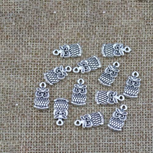 Zink Alloy Animal Hängen, Owl, antik silver pläterad, DIY, 16x9mm, 100PC/Bag, Säljs av Bag