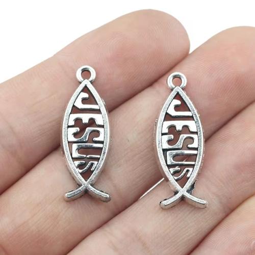 Zinc Alloy Animal Pendants Fish antique silver color plated DIY Sold By Bag