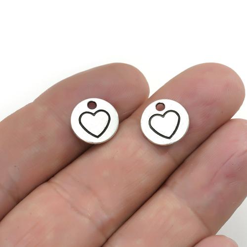 Zinc Alloy Pendants Round antique silver color plated DIY 12mm Sold By Bag