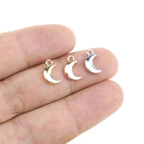 Sinkkiseos Moon riipukset, Kuu, päällystetty, tee-se-itse, enemmän värejä valinta, 7x11mm, 100PC/laukku, Myymät laukku