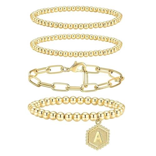 Bracelet en alliage de zinc, 4 pièces & bijoux de mode & styles différents pour le choix & pour femme, doré, Longueur Environ 18 cm, Vendu par fixé