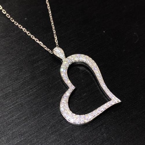 Cubic Zircon Micro Pave Brass Necklace Heart fashion jewelry & micro pave cubic zirconia & for woman Sold Per Approx 45 cm Strand