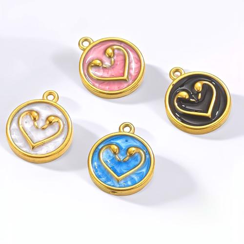 Stainless Steel Pendants 304 Stainless Steel Round DIY & enamel Sold By Bag