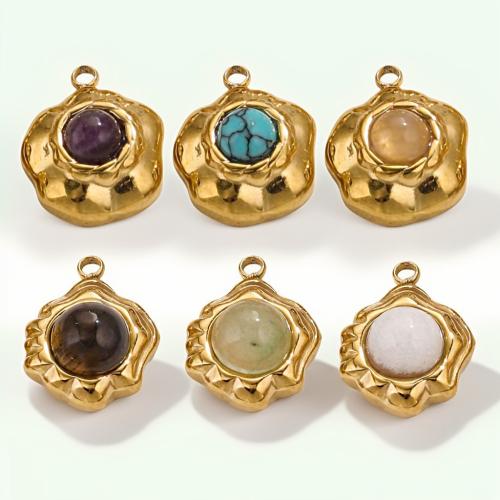 Stainless Steel Pendants 304 Stainless Steel with Gemstone DIY  Sold By Bag