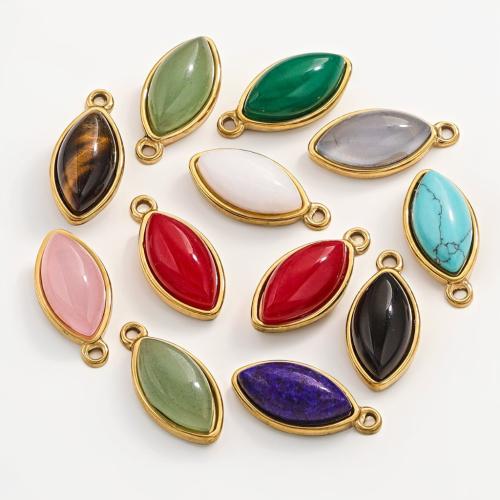 Stainless Steel Pendants 304 Stainless Steel with Gemstone DIY golden Sold By Bag