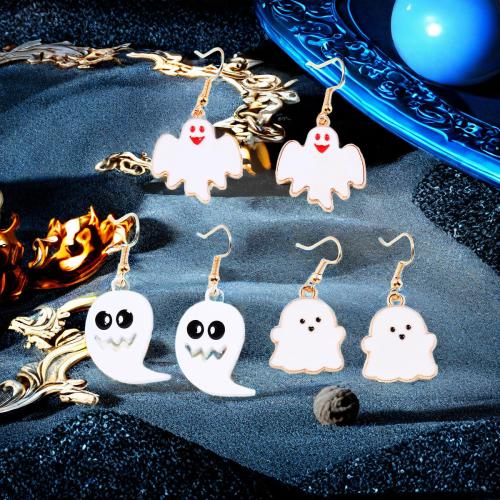 Zinc Alloy Drop Earring Ghost gold color plated Halloween Jewelry Gift & for woman & enamel nickel lead & cadmium free Sold By Pair