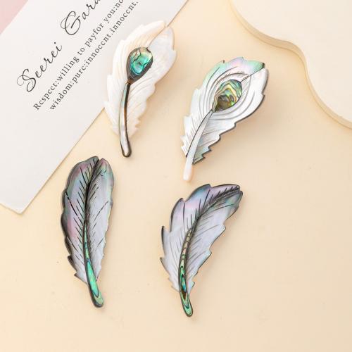 Shell Brooch with Zinc Alloy Feather silver color plated & for woman Sold By PC