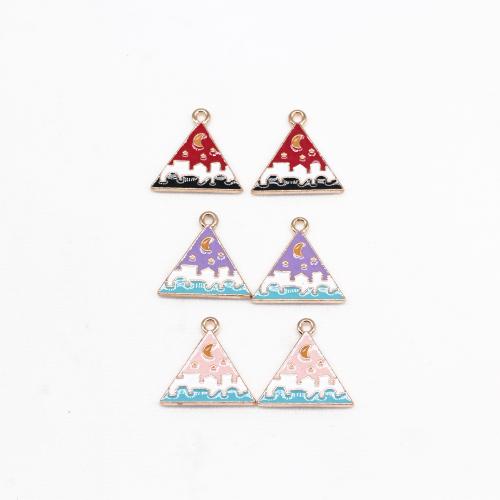 Zinc Alloy Enamel Pendants Triangle gold color plated DIY Sold By Bag