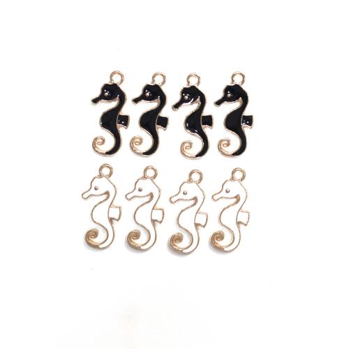 Zinc Alloy Enamel Pendants Seahorse gold color plated DIY Sold By Bag