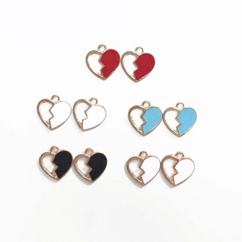 Zink legering emalje vedhæng, Zinc Alloy, Heart, guldfarve belagt, du kan DIY, flere farver til valg, 100pc'er/Bag, Solgt af Bag