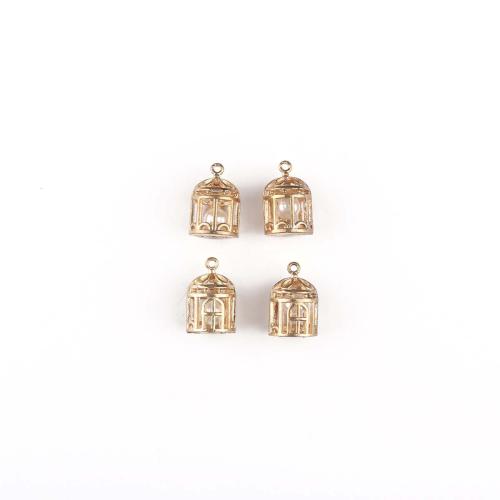 Zinc Alloy Pendants with Plastic Pearl Cage gold color plated DIY Sold By Bag