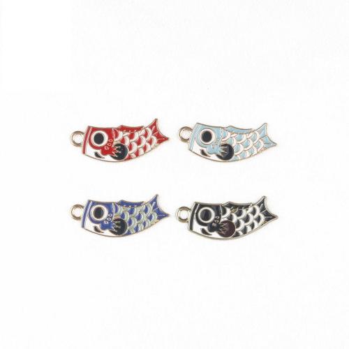 Zinc Alloy Enamel Pendants Fish gold color plated DIY Sold By Bag